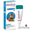 A Bravecto for Medium Cats 2.8-6.25kg box is shown with the applicator tube beside it, featuring an image of a ginger tabby cat and the Dog Lovers logo.